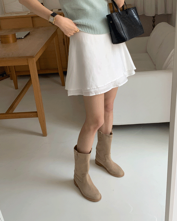 루어스룸 틴지 쉬폰 플레어 A라인 레이어드 하객룩 미니 스커트 (2color)