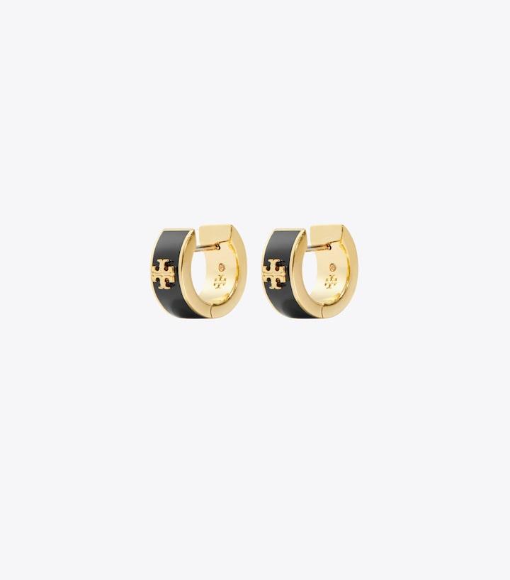 Icon Enamel Huggie Earrings - Tory Gold / Black