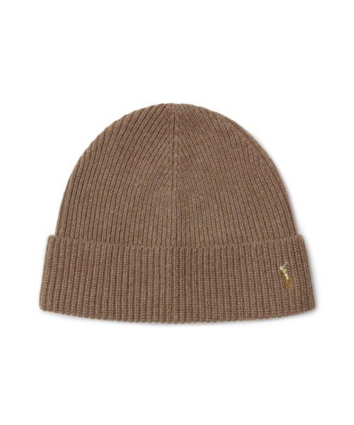 시그니처 포니 울 블렌드 비니 - 브라운