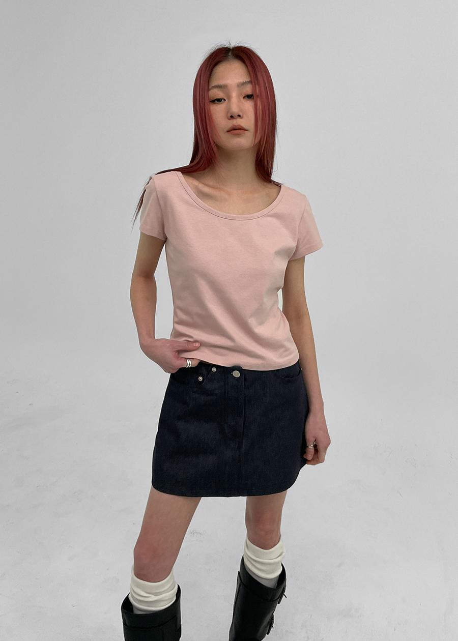 블랙업 [2천장판매] [MADE] 수잔 와이드 유넥 반팔티