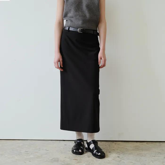 [16th] H-Line Maxi Skirt_ Black