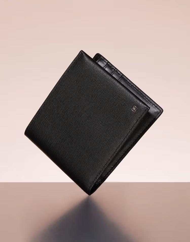 [반지갑][FELTON][펠튼] 블랙 가죽 DD로고 모던 클래식