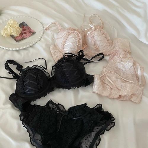 코르셋 프릴 브라&팬티 세트