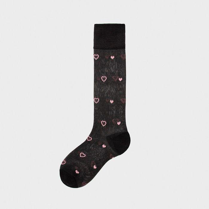 pink heart mid calf 30d black
