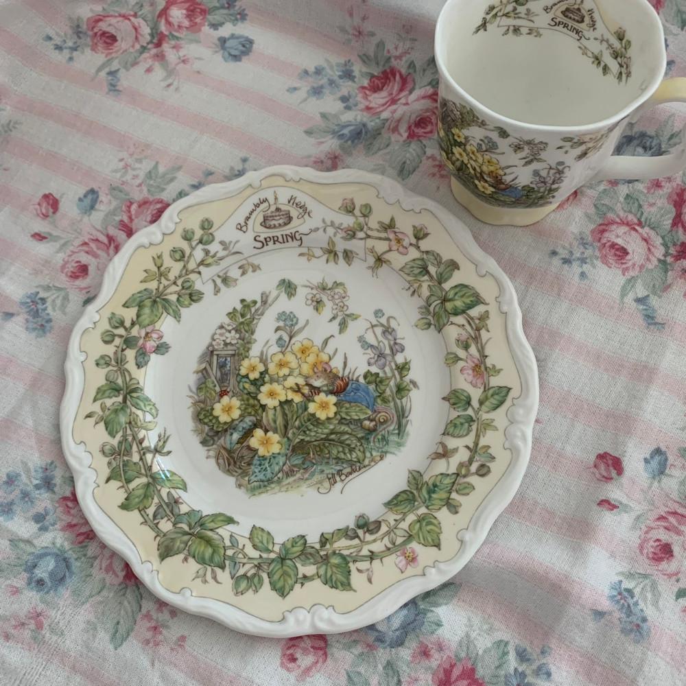 빈티지 영국 로얄덜튼 브램블리헷지 사계절 봄 스프링 샐러드 플레이트 접시