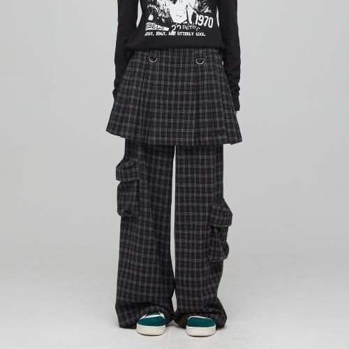 CHECK CARGO SKIRT PANTS CHARCOAL BQ4WP007