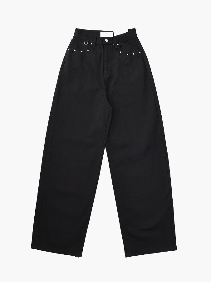 studded pocket cotton pants