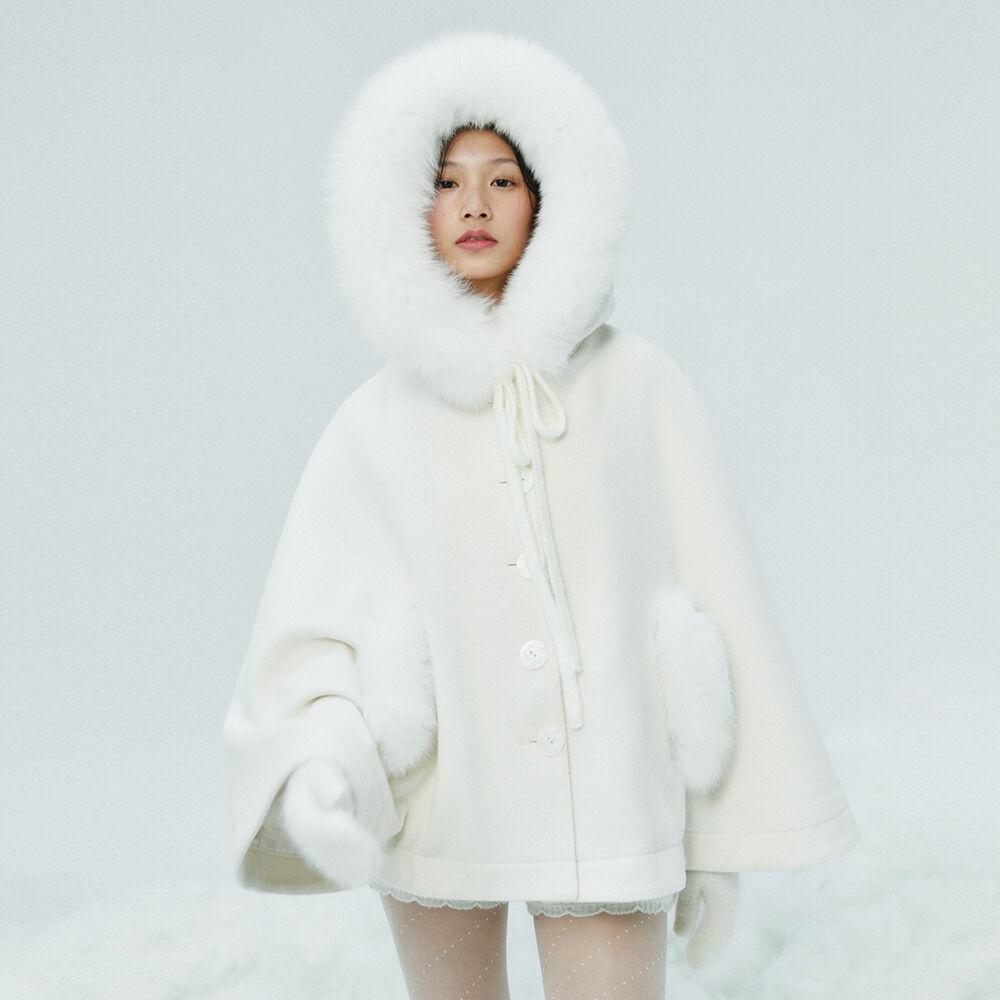 REAL FOX FUR SNOW CAPE COAT_TT4W012IV