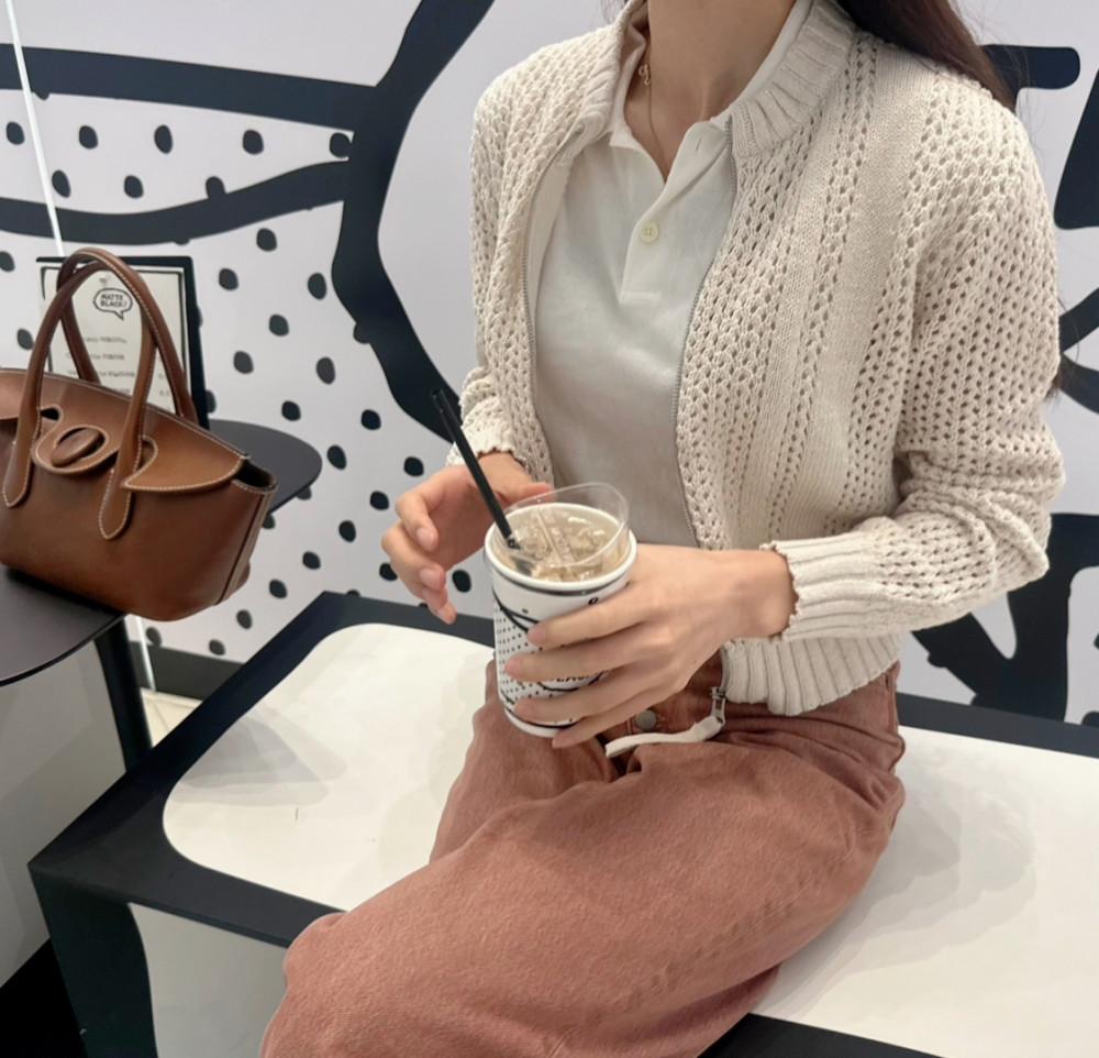 국내백화점)Matin kim 마뗑킴 그물 니트 집업