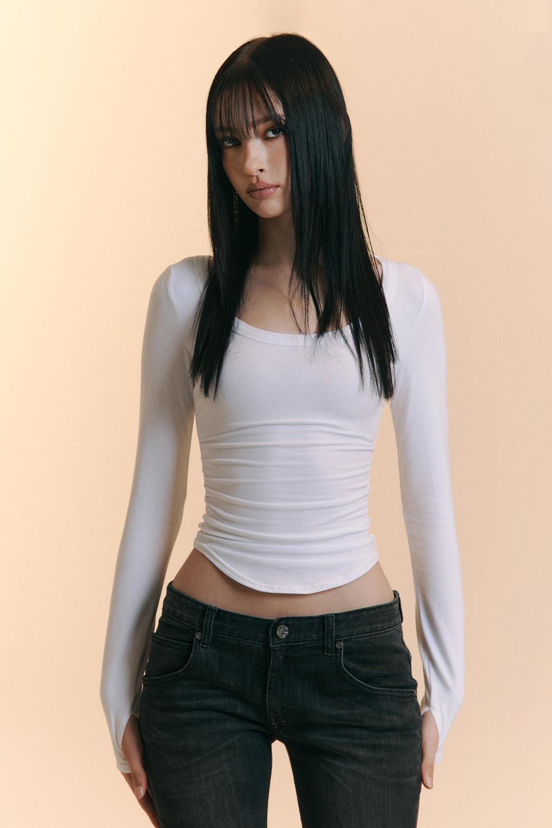 25FW New MOMO Shirring Top (White)