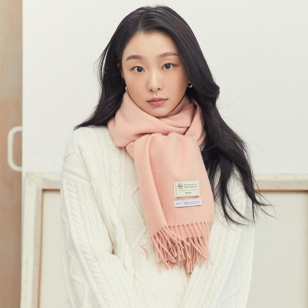 cashmere wool blended muffler - baby pink