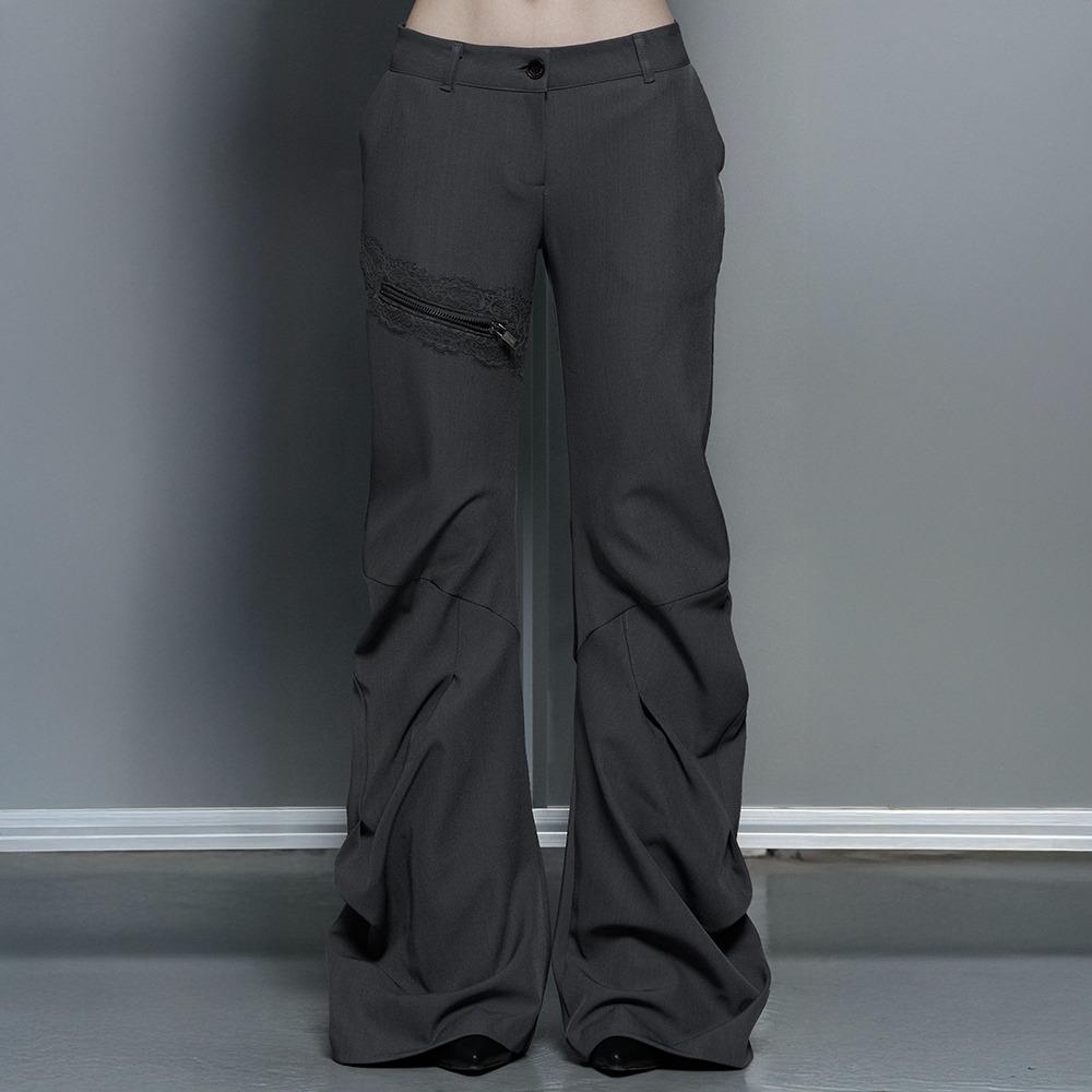 Side Double Lace-Up Bootcut Slacks (Gray) (3/23 예약배송)
