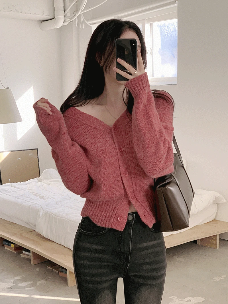 [차콜 오늘출발/주문폭주!루즈핏/허리잘록] 글랜드 양브이넥 울 니트 가디건