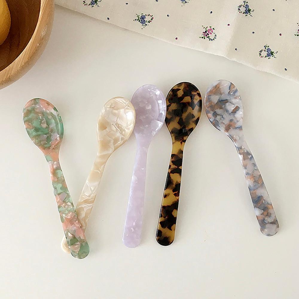 셀룰로오스 마블 자개 디저트 아이스크림 요거트 티 스푼 홈 카페