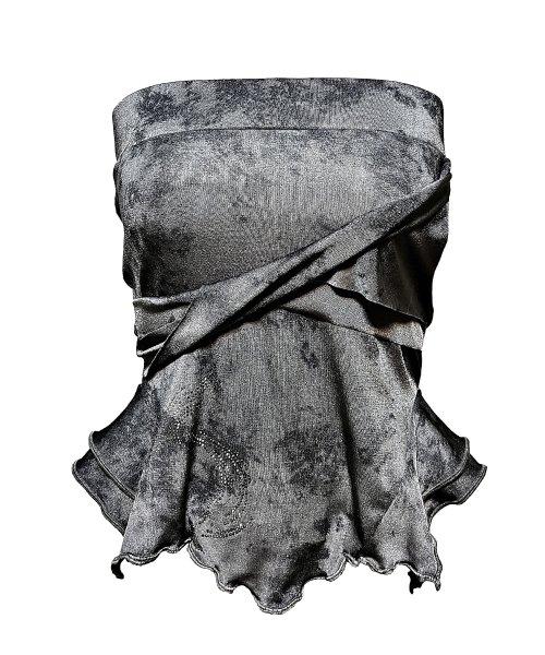 Peplum Warp Top -Gray