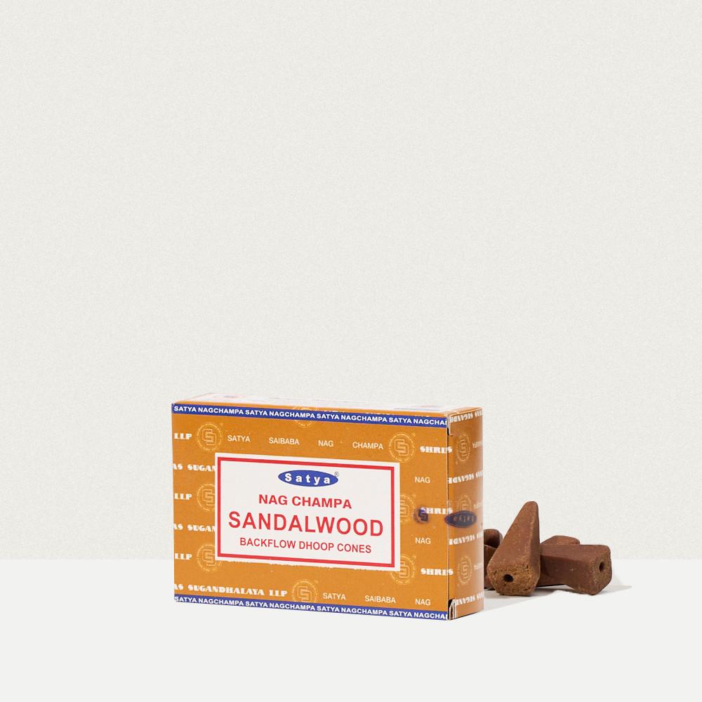 사티아 산달우드 백플로우 인센스 콘 아로마 방향제 샌달우드 백단향 10개입