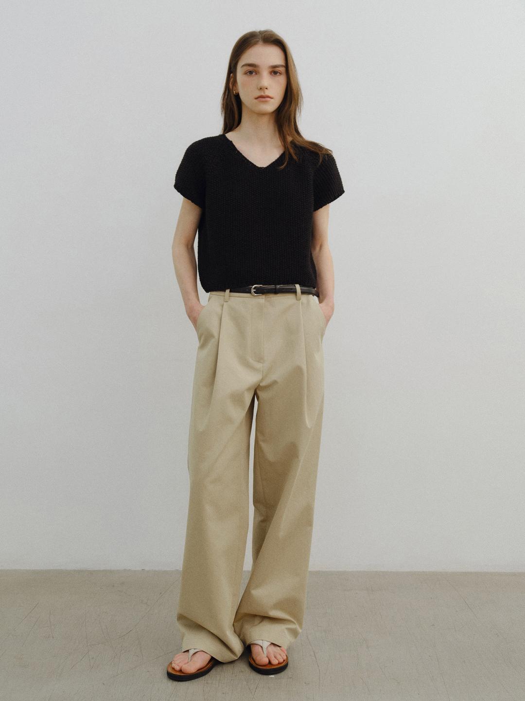 One-tuck wide chino pants_2colors
