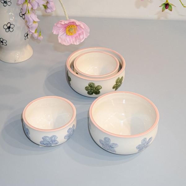 pink line flower rice&soup bowl