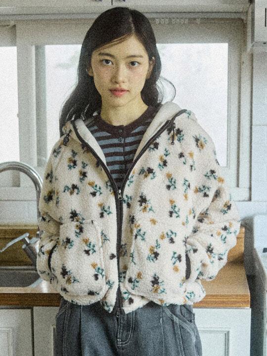 W PATTERN FLEECE JACKET [IVORY]