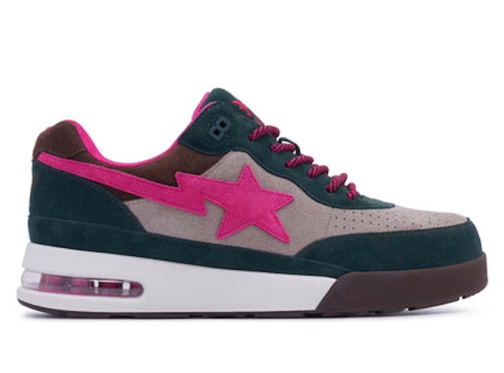 베이프 로드 스타 A Bathing Ape Road Sta Premium Suede Dark Green Pink Beige