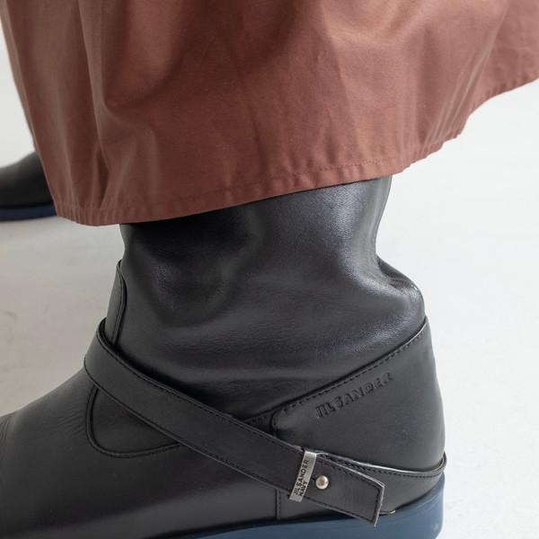 Jil Sander Navy Leather Strap Trim Boots