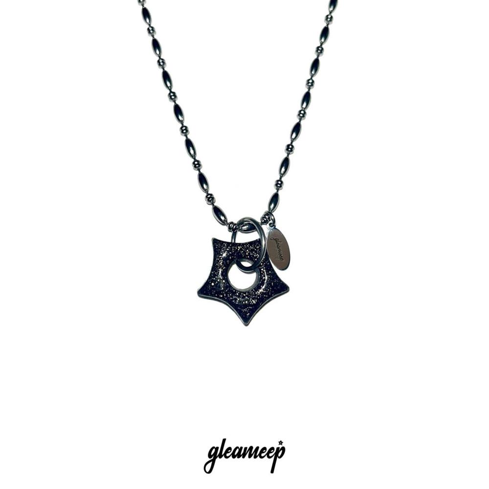 gleaming little star necklace [black pearl]