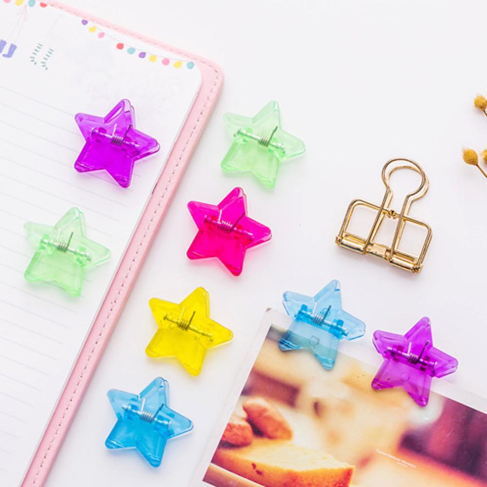 클리어 별 집게 별모양 페이퍼클립 (1p)