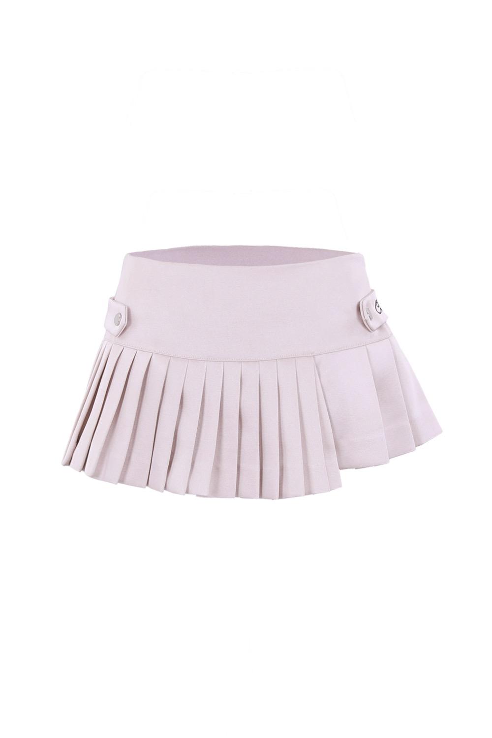UNBALANCE PLEATS SKIRT PINK