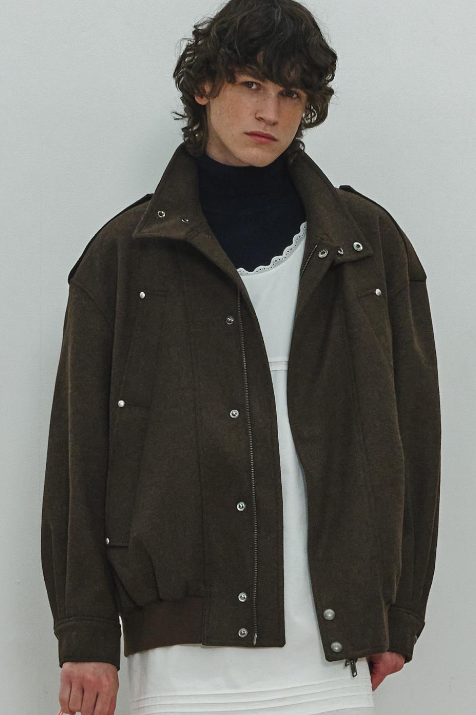 UNISEX, 4 Pocket Oversized Wool Blouson / Brown