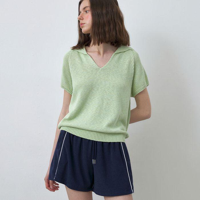 [당일출고] HOLGARMENT OPEN COLLAR KNIT [MINT]