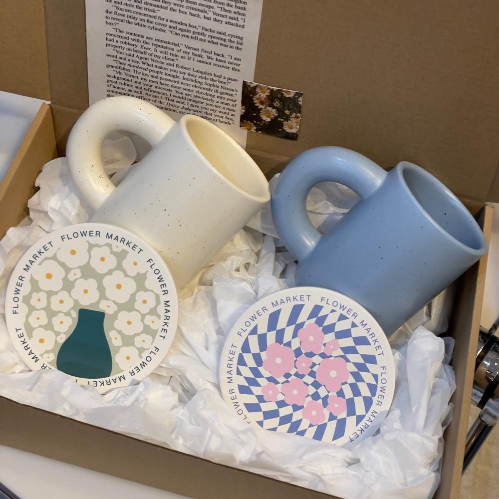 커플 규조토 티 코스터 뭉툭 머그 선물세트 답례품 신혼부부 집들이 선물