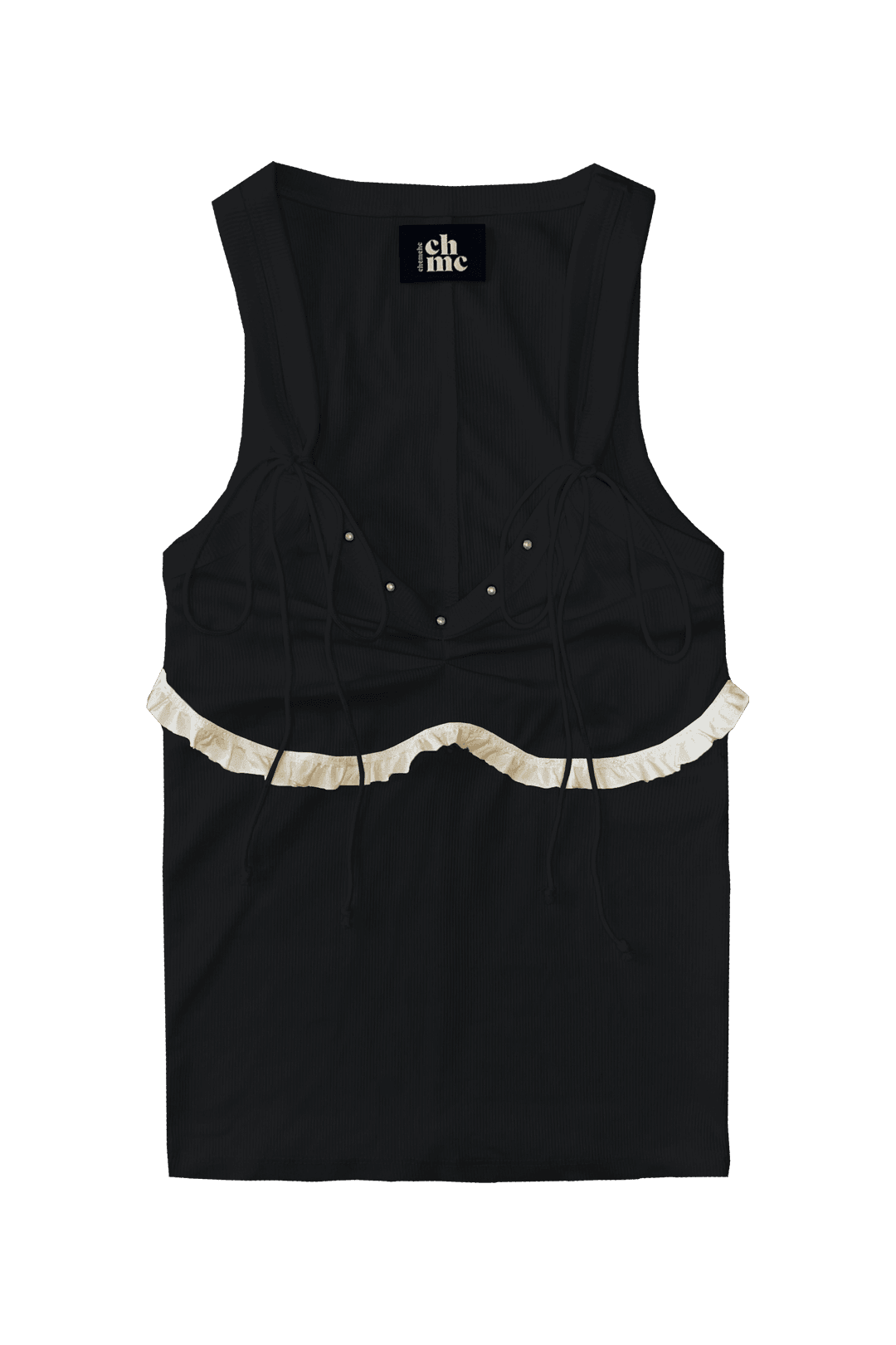 [04.01 예약발송] STUD FRILL SLEEVELESS (BLACK)