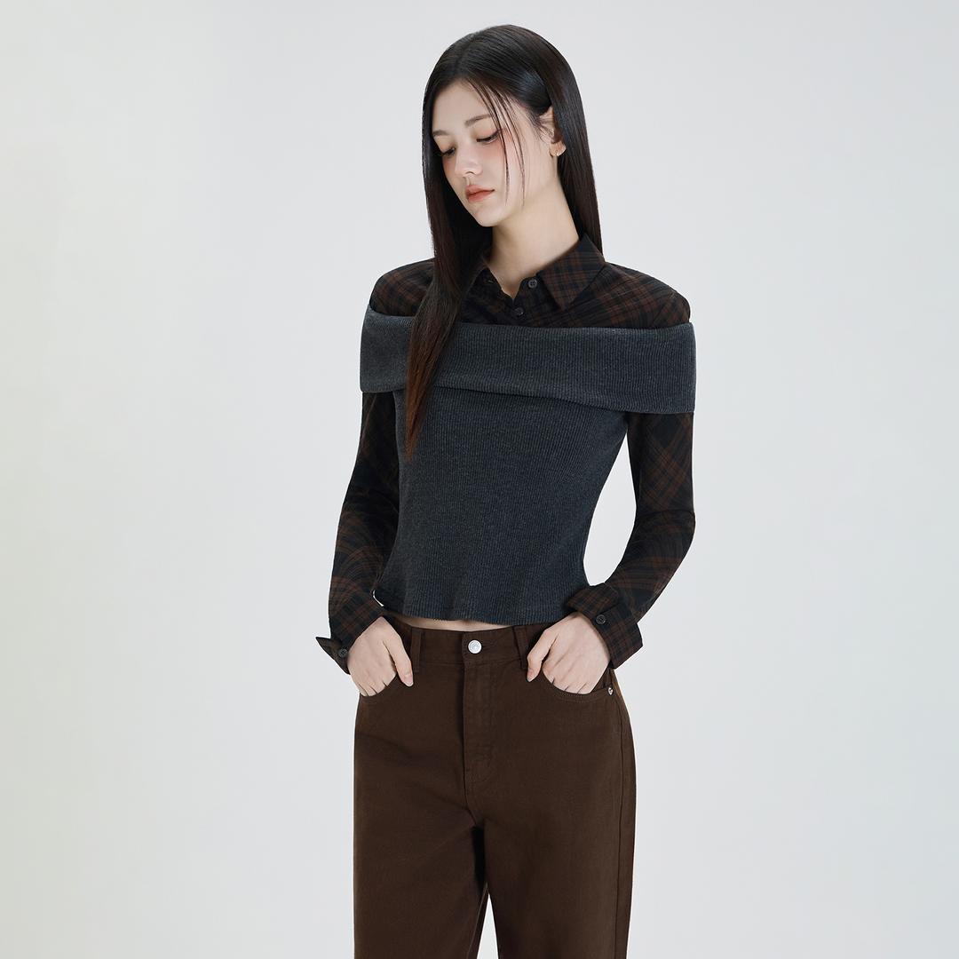 미쏘 오프숄더 레이어드 셔츠_MIWYWG109B