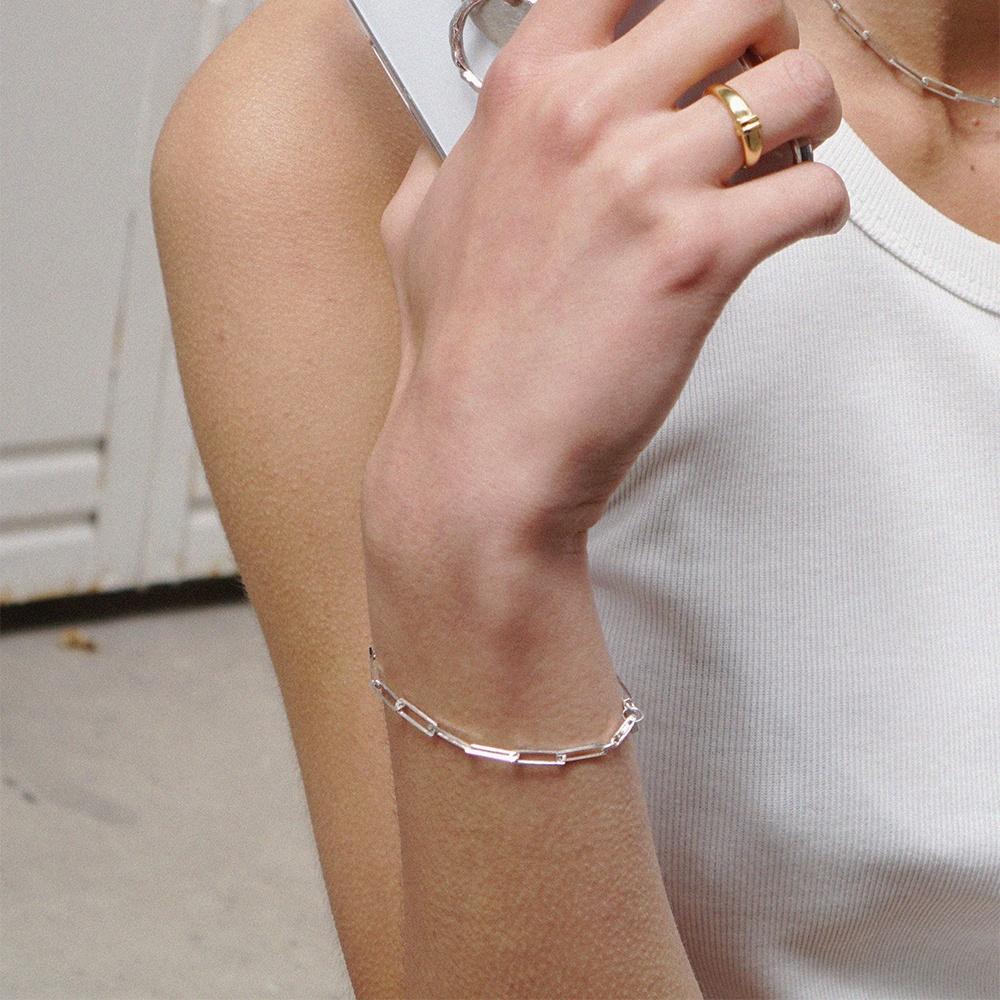 SIMPLE SQUARE CHAIN BRACELET SILVER