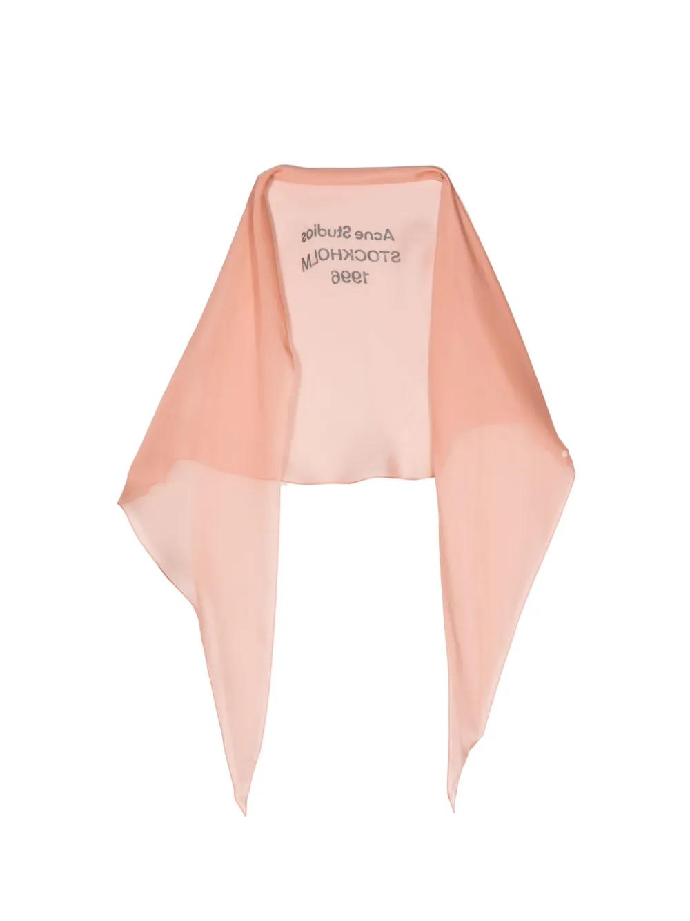 Acne Studios logo-print Silk Scarf | Pink | FARFETCH UK