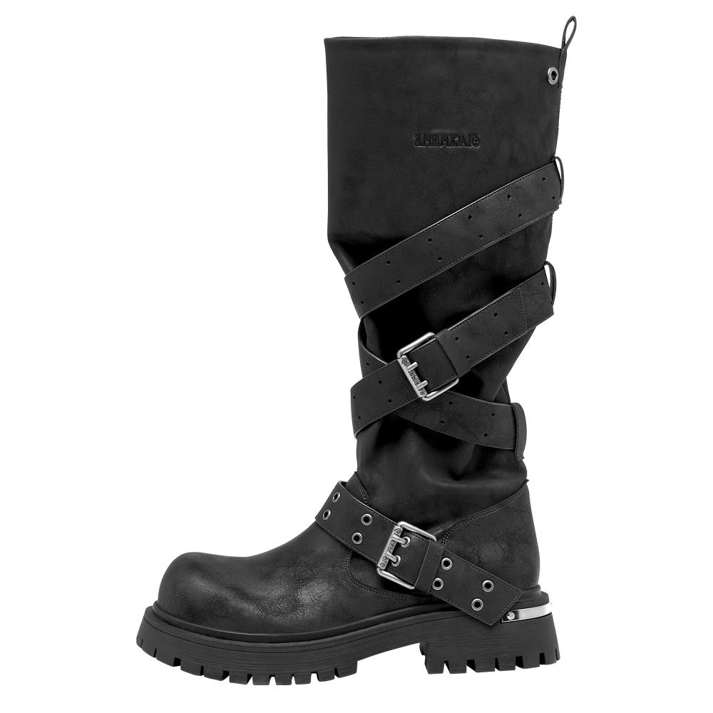 [10/30 예약발송] Rusk Strap Slouched Boots_Black