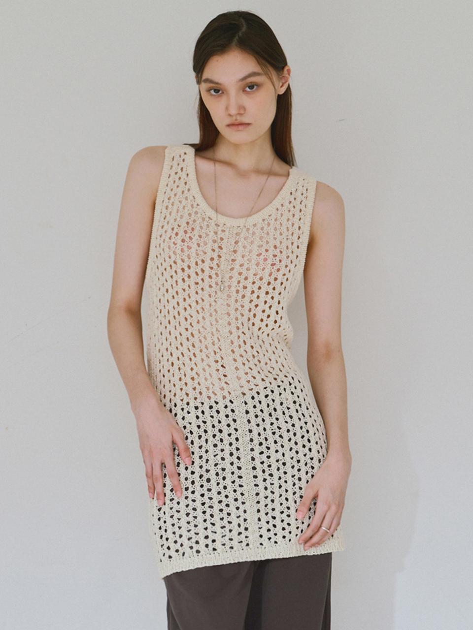 Crochet Knit Sleeveless [Butter]
