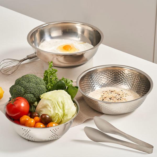 키친아트 스텐볼 3종세트 [타공볼24+쌀함박26+믹싱볼28]