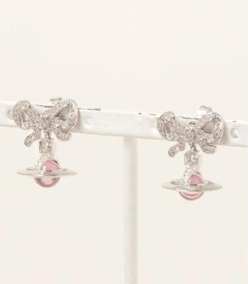 비비안웨스트우드 옥타비에 리본 핑크 귀걸이 스털링 실버 925 6202014H 01P356 SM