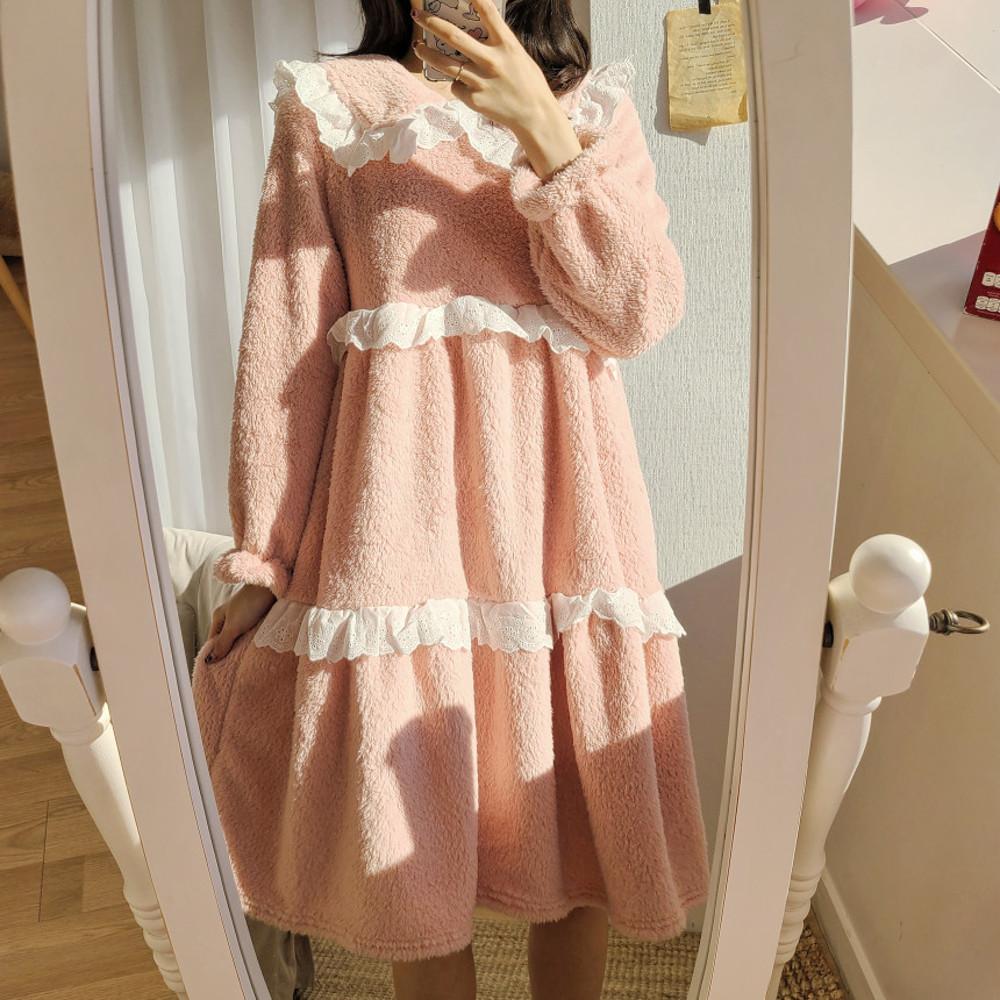 멜로우 레이스 수면 원피스 홈웨어 수면잠옷 원피스잠옷 슬립웨어 파자마파티