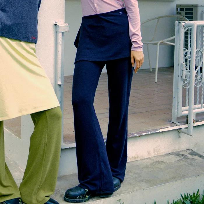 [SET] 버튼 레이어드 스커트 팬츠_4Color