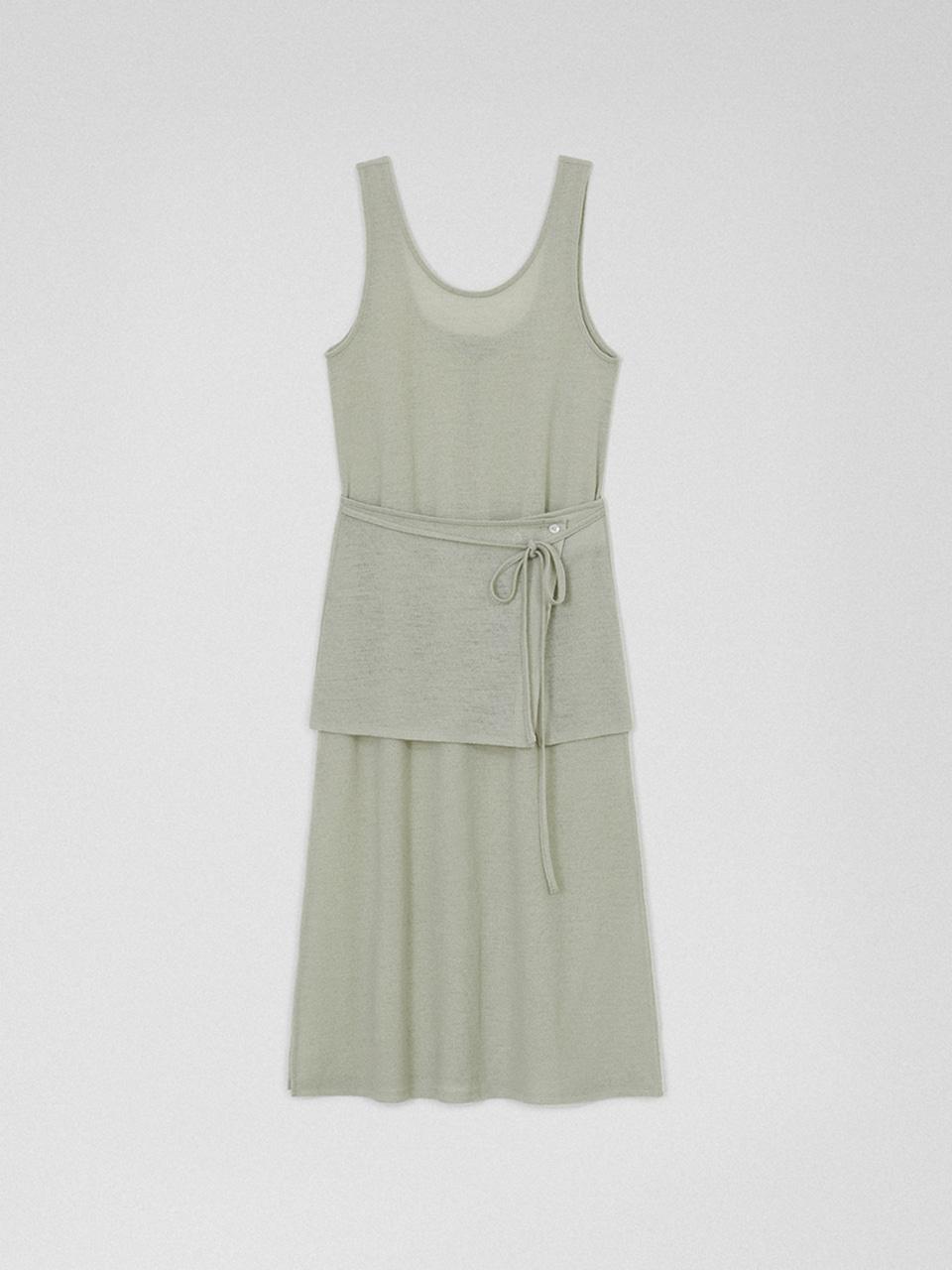 루베 레이어드 울 원피스 세이지그린