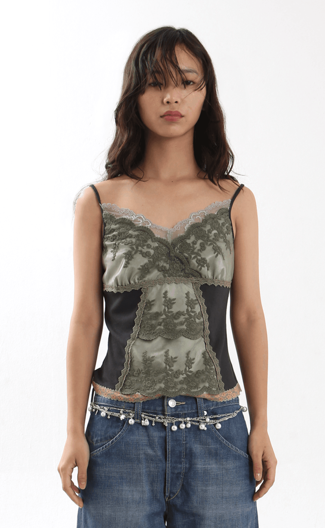 Lace Camisole Top  (GREEN)