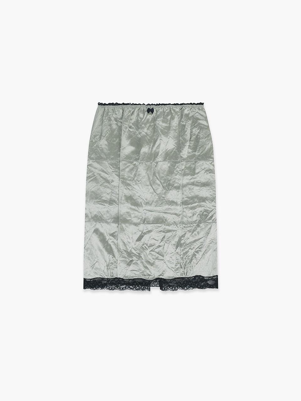 SATIN LACE MIDI SKIRT_mint