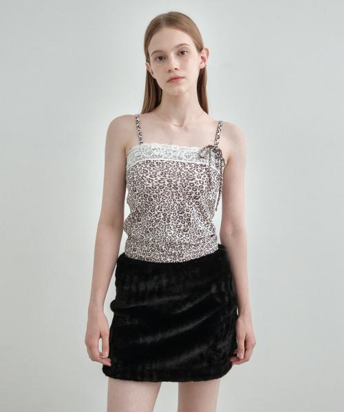 레오파드 레이스 스트랩 슬리브리스 베이비핑크 MDTS085BABYPINK