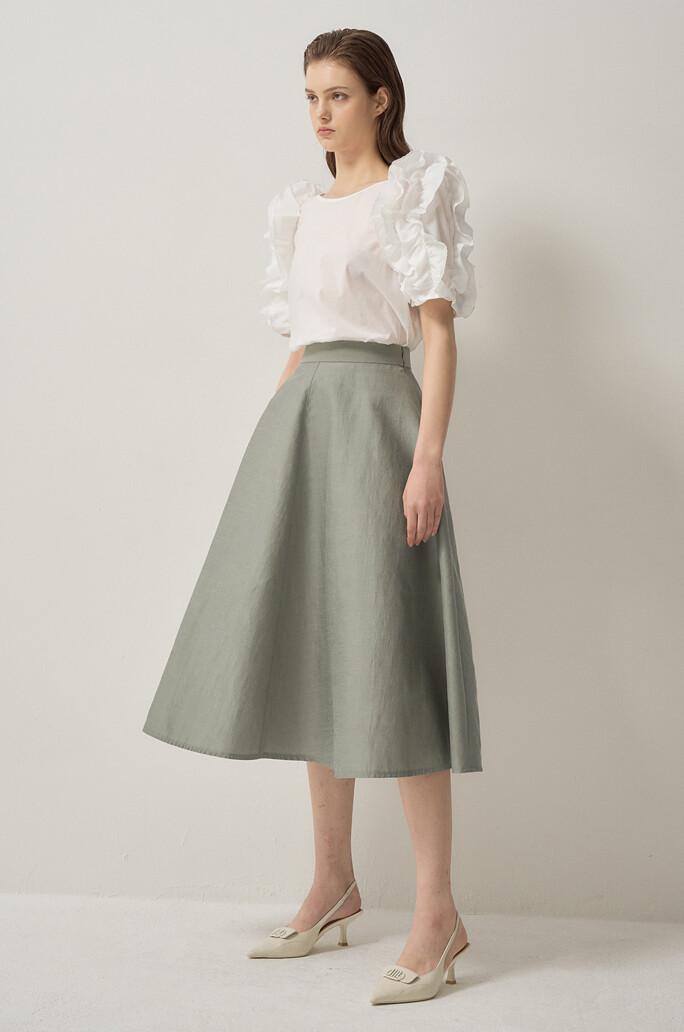 [LANVIN COLLECTION] 실크 블렌드 플레어 스커트