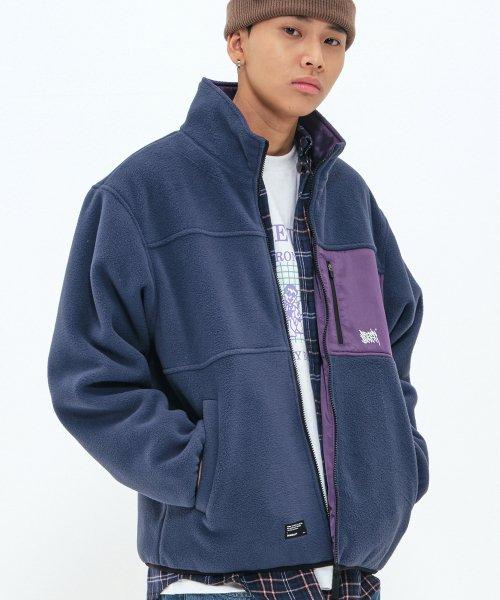 TAG REVERSIBLE FLEECE JACKET - NAVY