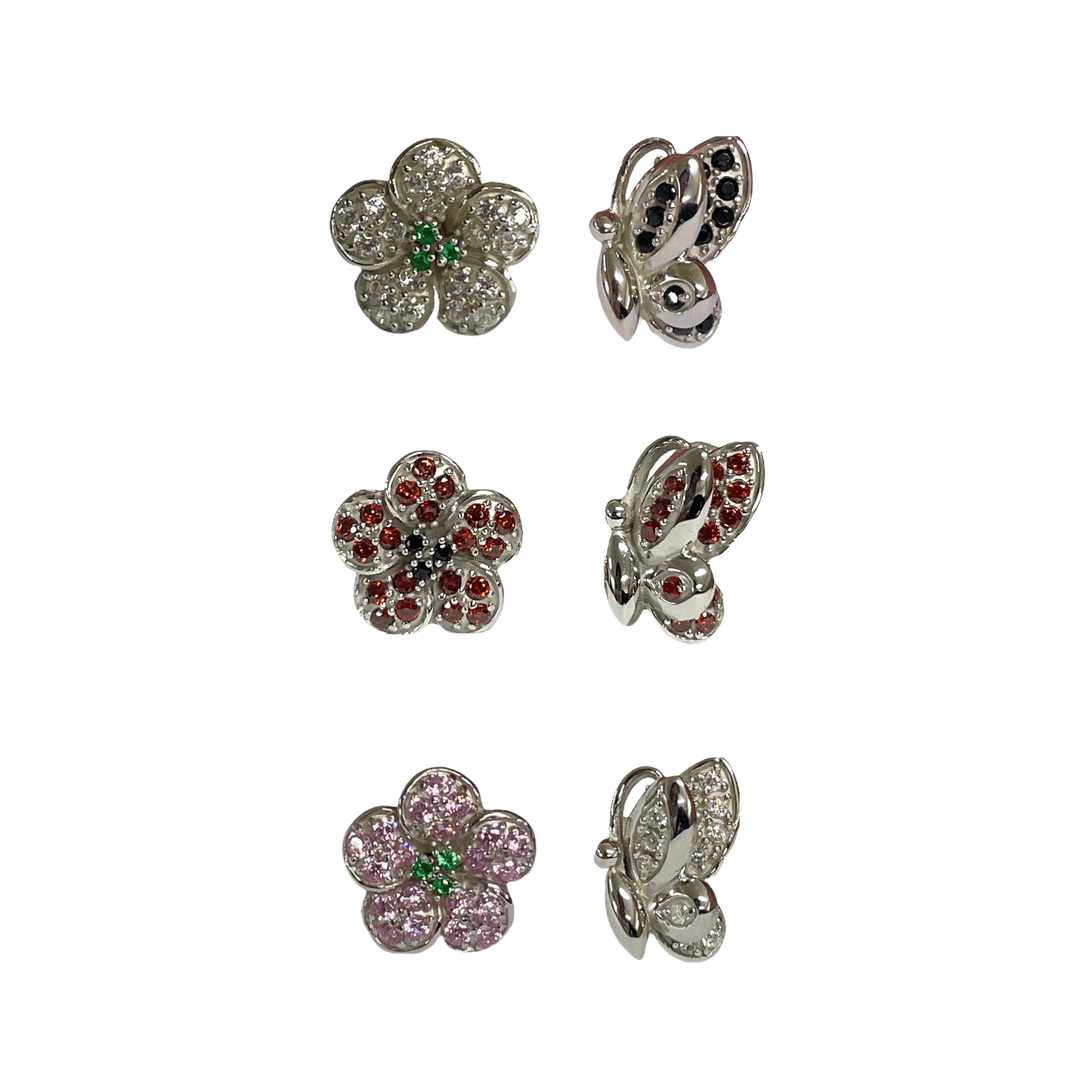cubic flower butterfly earring