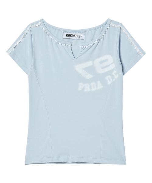 97PDC LOGO LACE NECK TEE SKY BLUE