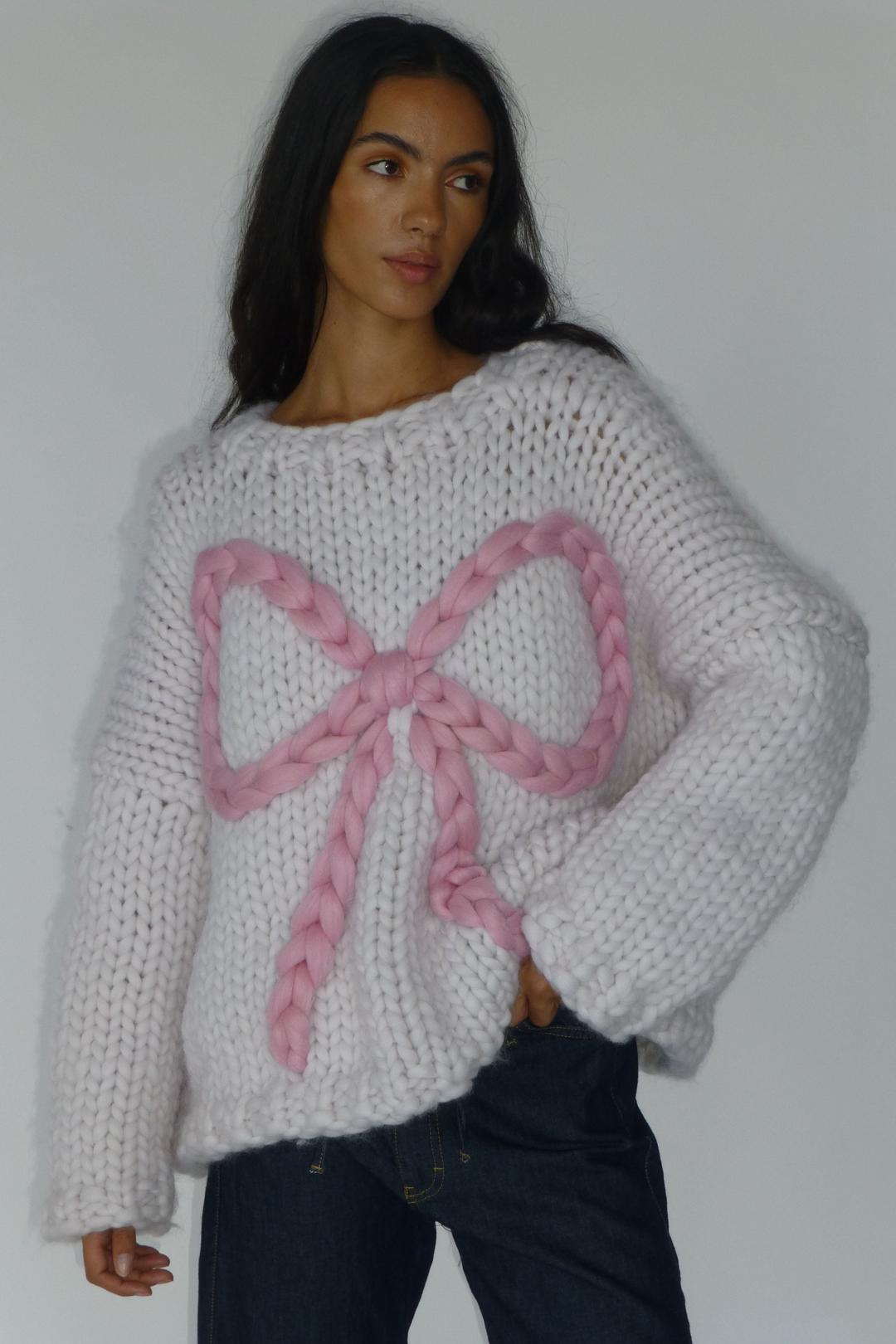 Bella Bow Chunky Knit Sweater - S/M / Yes(+£10)